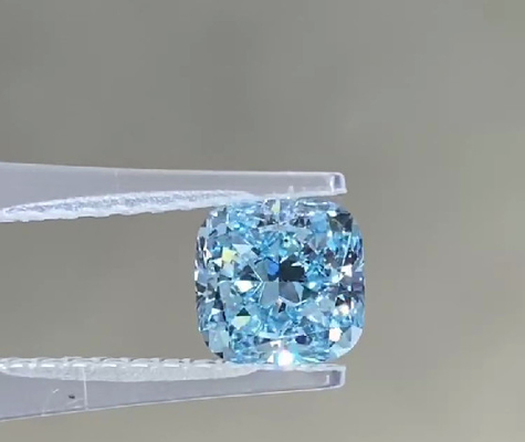 Büyük Boy CVD Lab Grown Blue Diamonds Fantezi Canlı Sentetik 2,25 Ct Yastık Kesim VS1