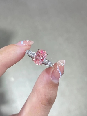 2.5ct Harika Pembe Laboratuvar Yaratılmış Elmas Nişan Yüzükleri 18K Beyaz Altın Düğün Yüzüğü