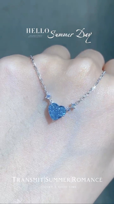 Mavi Laboratuvar Yaratılmış Elmas Kolye 1.51ct Kalp Kesik GRC Sertifikalı