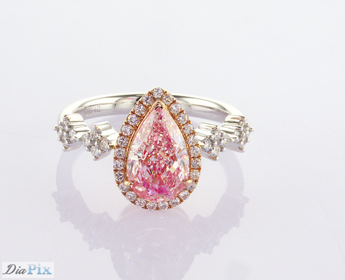 2.31ct Pear Cut Fancy Pink Laboratuvar Büyümüş Elmas Halo Yüzük