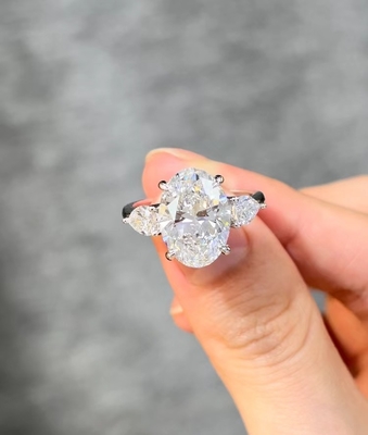 Laboratuvar yapımı elmas mücevherler üç taş nişan yüzükleri evlilik yüzükleri yetiştirilmiş elmaslar