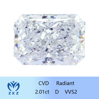 Radiant Cut 2ct CVD Laboratuvarı Büyütülen Beyaz Elmaslar IGI Sertifikasyonu