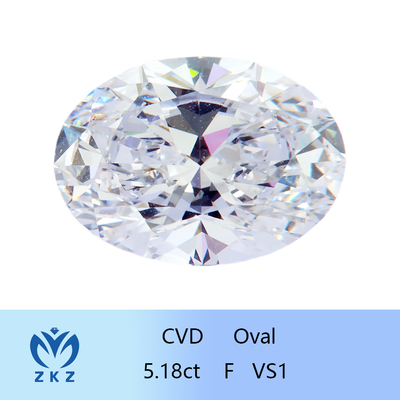 ZKZ Büyük Boyutlu Elmaslar 5.18ct Sertifikalı Serbest Oval Laboratuvar Elmas VS1 Açıklık