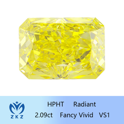 HPHT Fantezi Canlı Sarı Elmas İnsan Yapımı Radyant Kesim 2.09ct IGI Sertifikalı