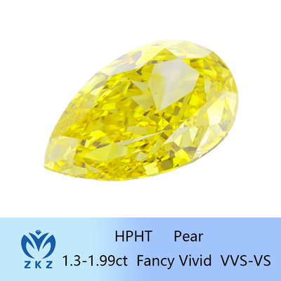 1.3ct-1.99ct HPHT Pear Loose Laboratuvarı IGI Sertifikasıyla Sarı Elmas Oluşturdu