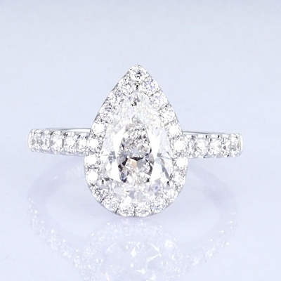 18k Pear Round Full Diamonds Kadınlar Yüzük Beyaz Laboratuvar Büyümüş Elmas Yüzük Parti için hediye için güzel tasarım
