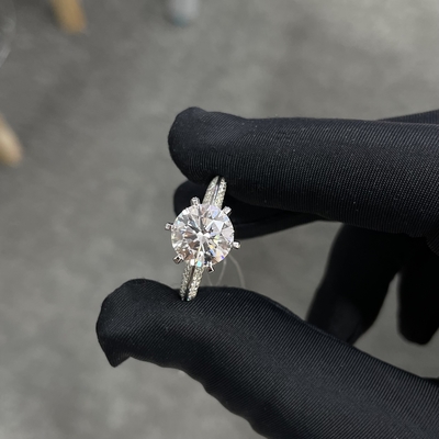 Laboratuvarda yetiştirilmiş elmas yüzükler 3.01ct CVD Beyaz F VS2 Yarım ülke tarzı Yuvarlak